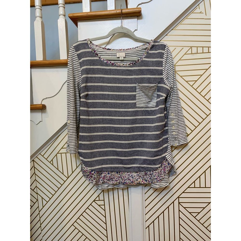 Anthropologie Postmark Striped 3/4 Sleeve Blouse